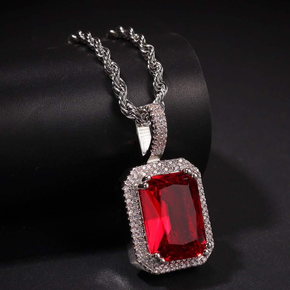 Jewelry Colored Square Solid Vintage Pendant Necklace with Diamonds ins Royalty Jesus Pieces Spectrum