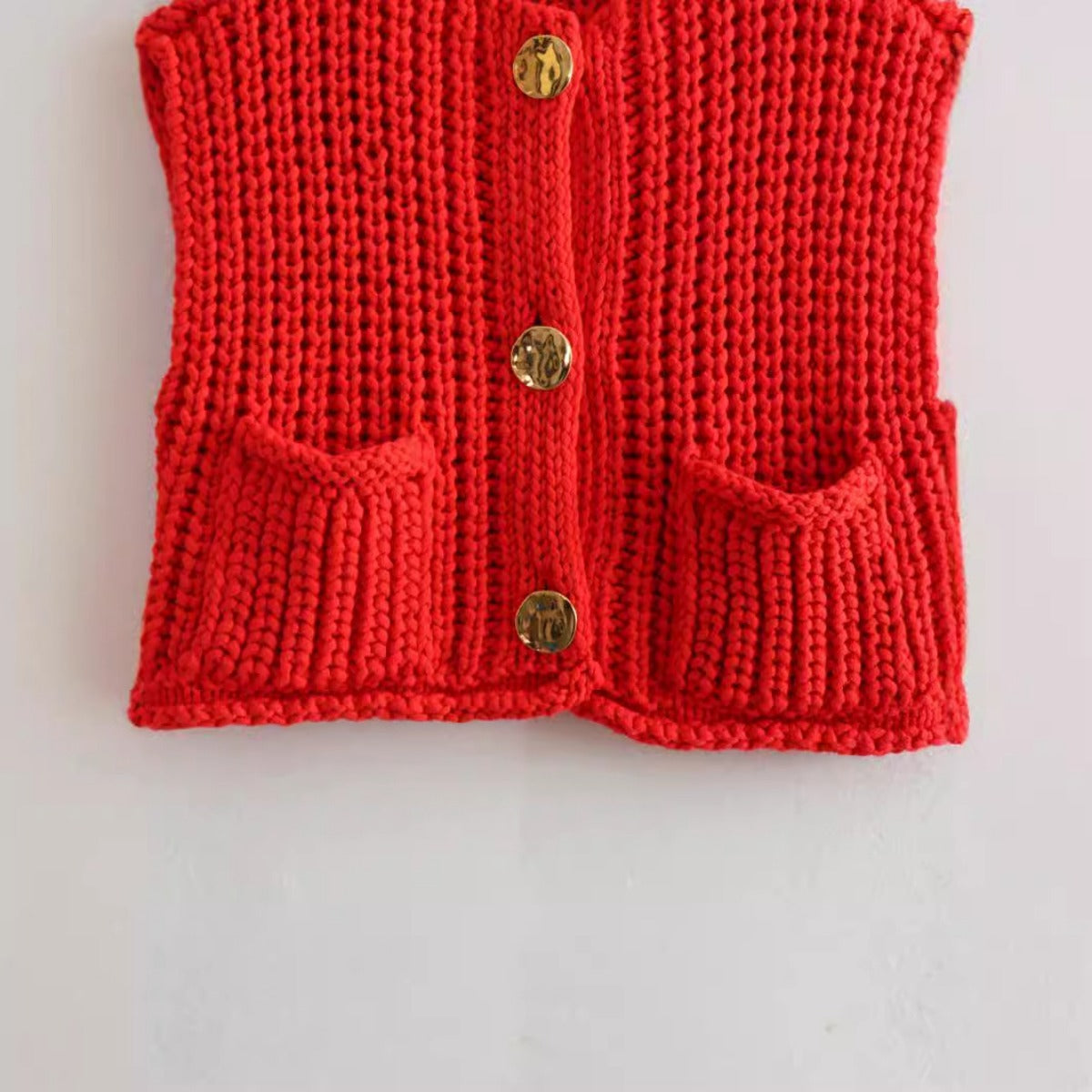 Women Tops Spring/Summer Knitted Vest Single Breasted Short Vest