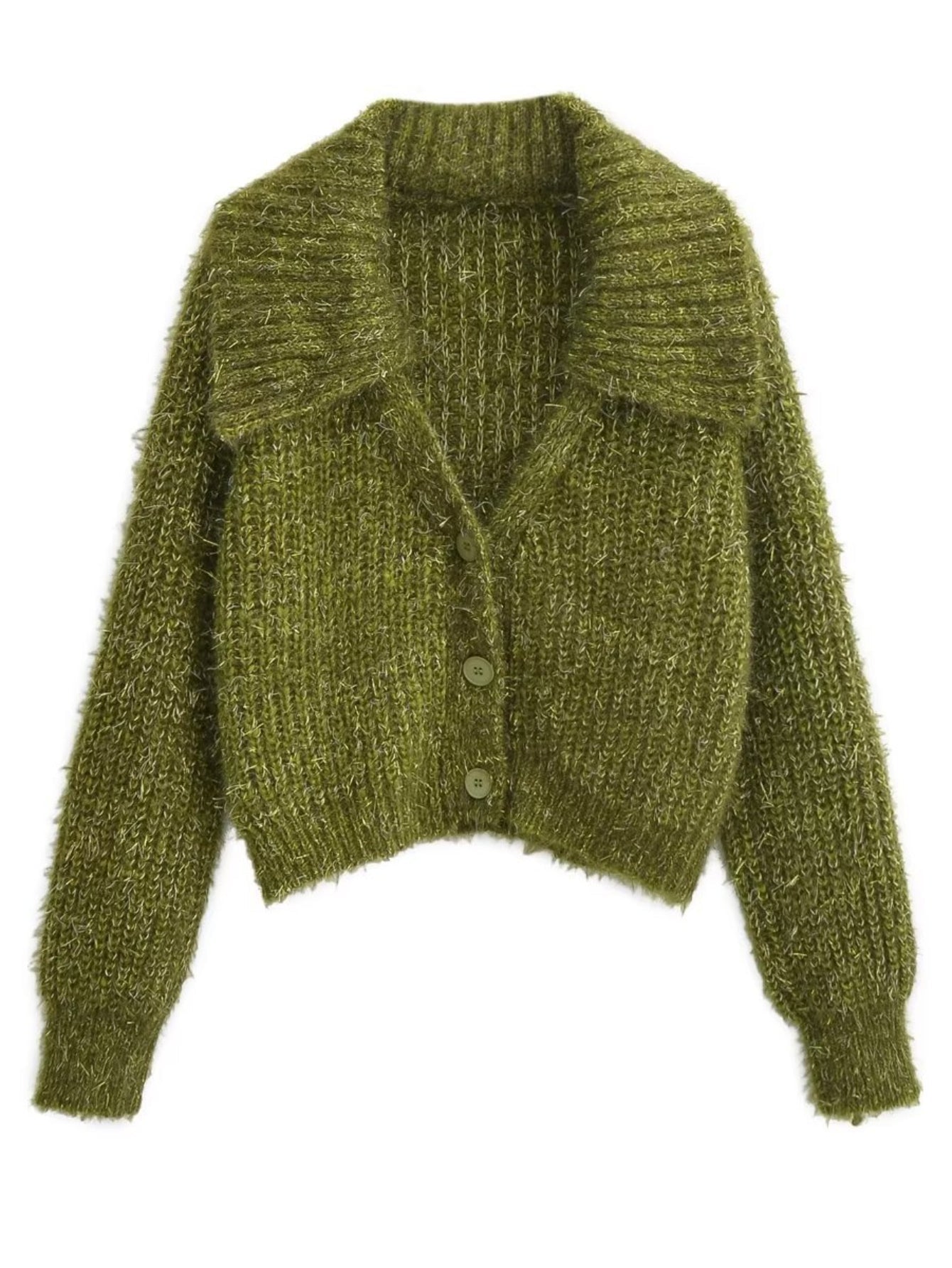 Women Sweater Knitwear Spring and Autumn V-neck Single-Breasted Thick Stick Short Knitted Sweater Cardigan Loose Long Sleeve Jacket