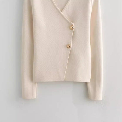 Women Tops Spring Summer Slim-Fit Knitted Blazer V-neck Sweater