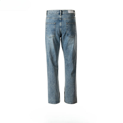 MIJKO Men's Vintage Pants MIJKO Men's Women's Autumn and Winter Washing Water Old Wide-footed Trousers Straight Jeans