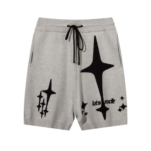 Men Shorts Hip Hop Letters Contrast Color Knitted Sports Shorts