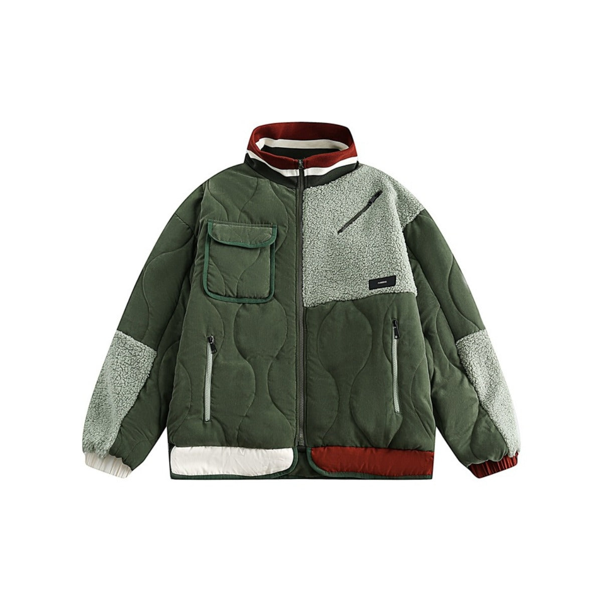 Unisex Coat Retro Patchwork Warm-Keeping Cotton Clothing