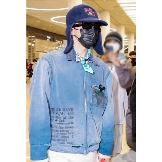 Unisex Denim Jacket ERD Lapel Make Old Jacket