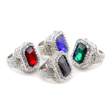 Rings Design Square Diamond Alloy Ring Hip Hop Royalty