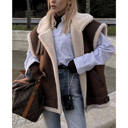 Women Cotton Coat Loose Suede Imitation Lamb Wool Vest