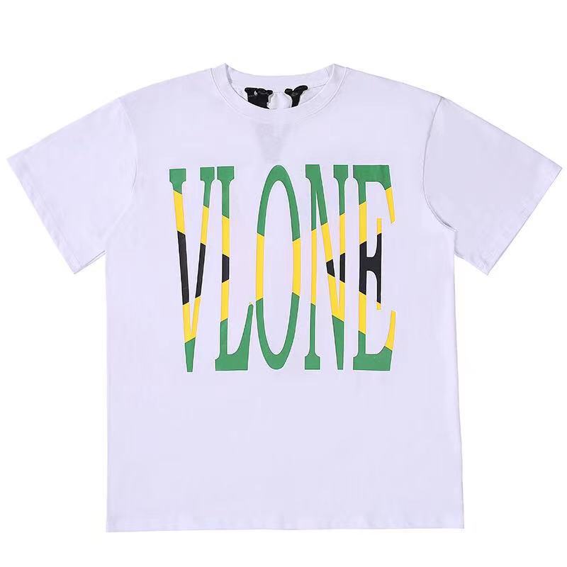 Vlone T Shirts Large V Printed Loose Couple Short Sleeve Men's and Women's T-shirt behind Flame Limit