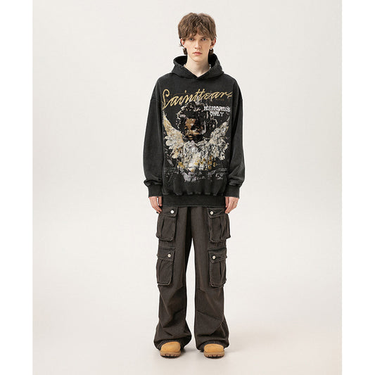 Unisex Hoodies Saint Michael Angel Boy Pattern Loose Hoodie