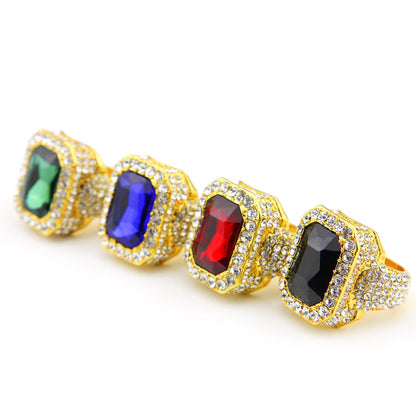 Rings Design Square Diamond Alloy Ring Hip Hop Royalty