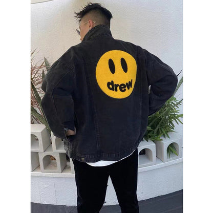 Unisex Denim Jacket Drew Casual Loose Embroidered Jacket