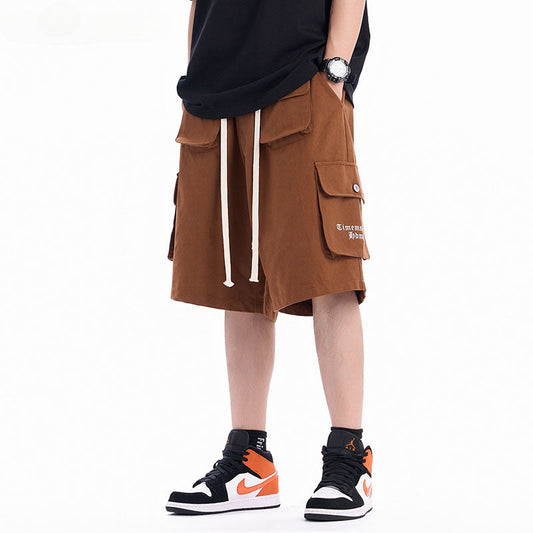 Men Shorts Multi-Pocket Functional Workwear Shorts Men's and Women's Hip Hop Straight Casual Shorts