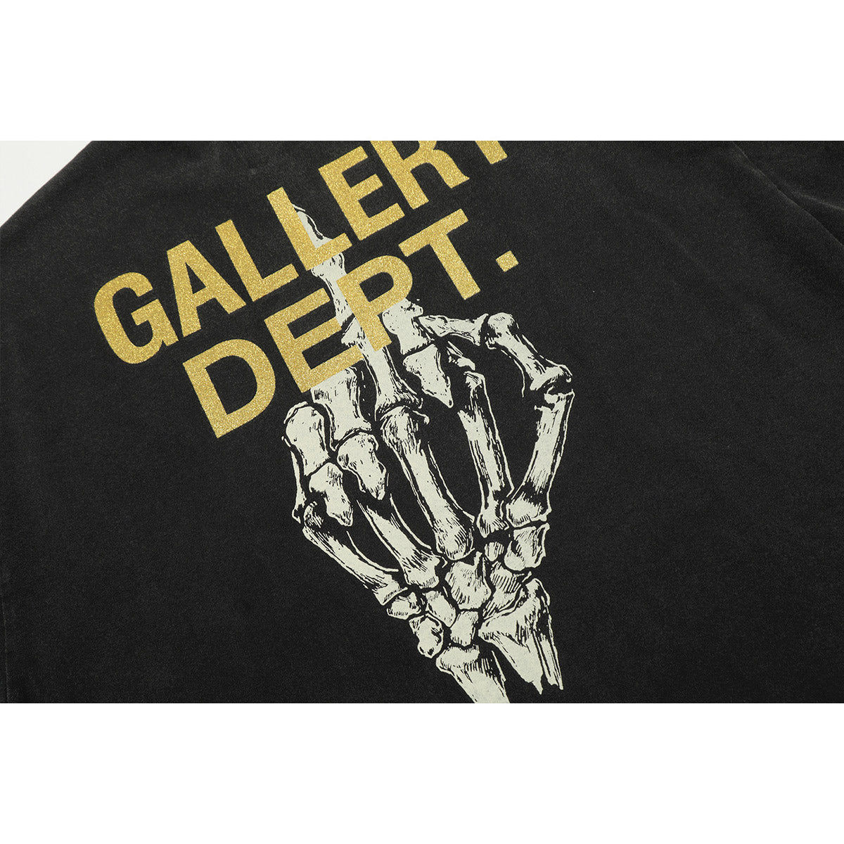 Unisex T-Shirts GALLERY DEPT Skull Middle Finger Print Loose T-Shirt