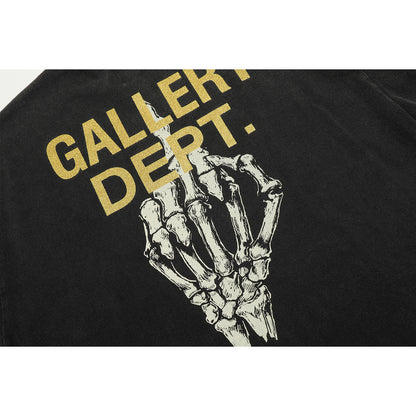 Unisex T-Shirts GALLERY DEPT Skull Middle Finger Print Loose T-Shirt