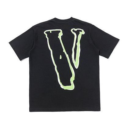 Vlone T Shirts Big V Figure Printing Stylish Loose Short Sleeve T-shirt Men and Women