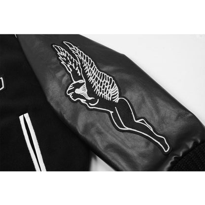 Unisex Baseball Jersey Represents Loose Leather Sleeve Baseball Jacket
