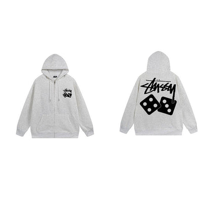 Stussy Hoodie Zip-Up Cardigan Fleece Hooded Sweater
