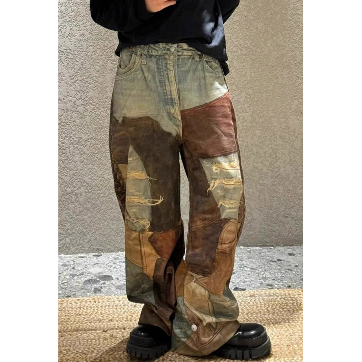Unisex Pants Trendy Old Loose Jeans