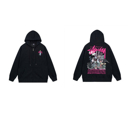 Stussy Hoodie Zip-Up Cardigan Fleece Hooded Sweater
