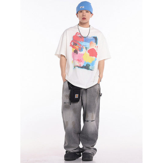 Unisex T-Shirts Graffiti Print GALLERY DEPT Casual, Loose T-Shirt
