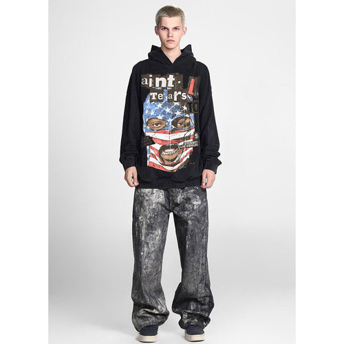 Unisex Hoodies Saint Michael United States Flag Face Mask Hoodie