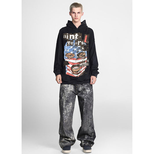 Unisex Hoodies Saint Michael United States Flag Face Mask Hoodie