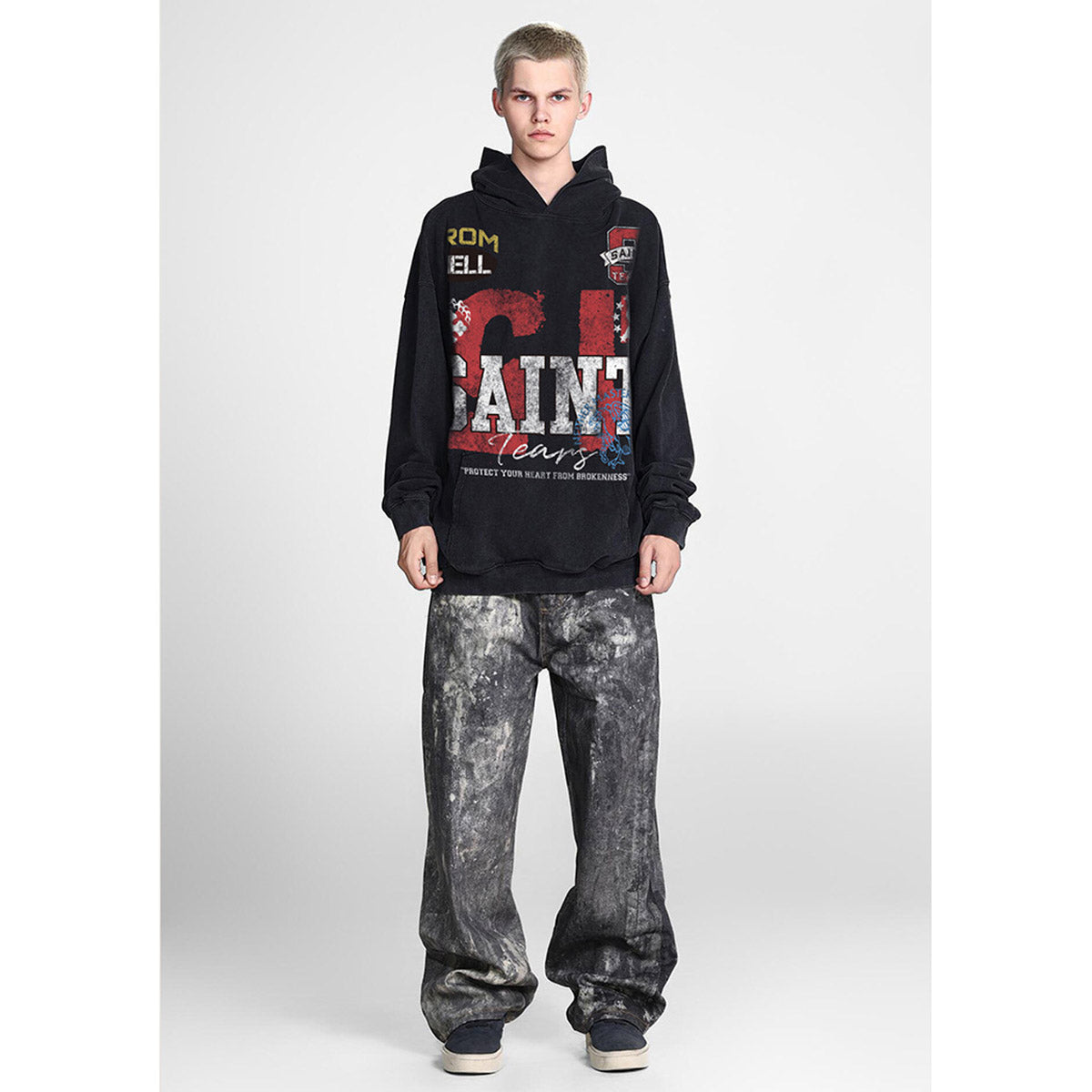 Unisex Hoodies Saint Michael Old Loose Hoodie