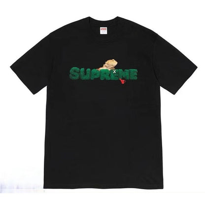 Supreme Men's Alphabet Cartoon Printed Cotton T-shirt Couple