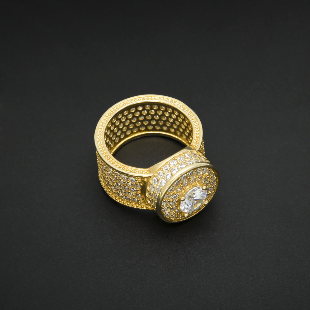Rings Hip Hop Men's Cube Round Zircon St. Valentine's