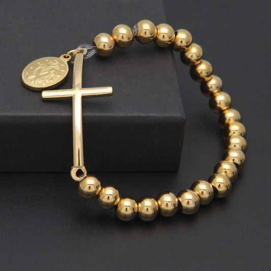 Bracelet Stainless Steel Plated HipHop Bracelet Crosses