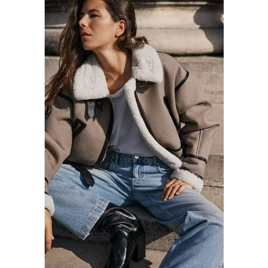 Women Cotton Winter PU Leather Jacket