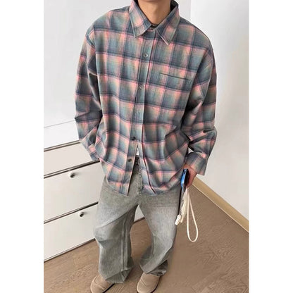 Unisex Shirts Pink Checked Shirts