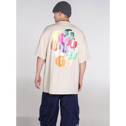 Unisex T-Shirts GALLERYDEPT Rainbow Foam Printed Loose T-Shirt