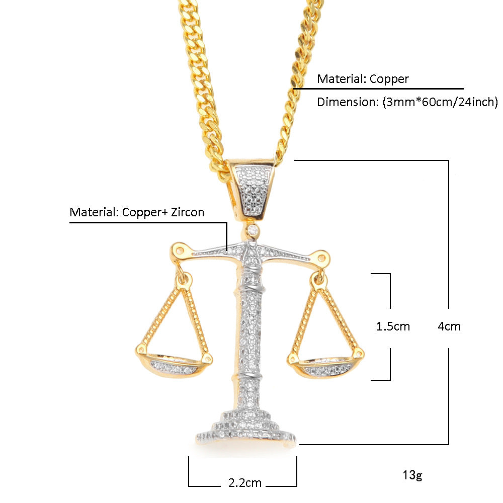 Jewelry Two Tone Copper with Zircon Copper Pendant Balance Necklace Spectrum Royalty