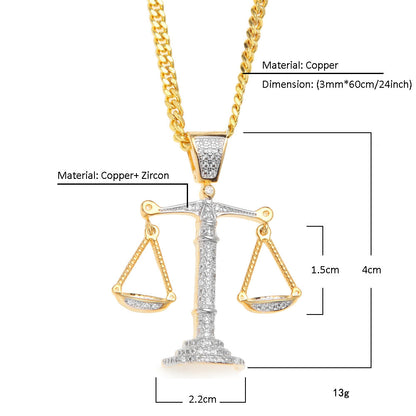 Jewelry Two Tone Copper with Zircon Copper Pendant Balance Necklace Spectrum Royalty