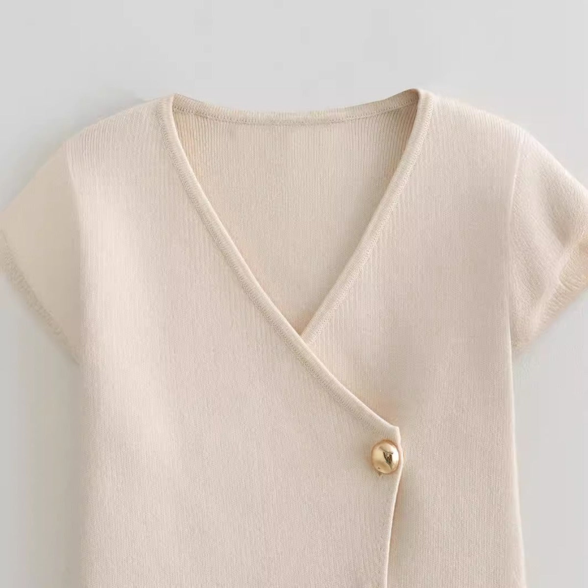 Women Tops Spring Summer Slim-Fit Knitted Blazer V-neck Sweater