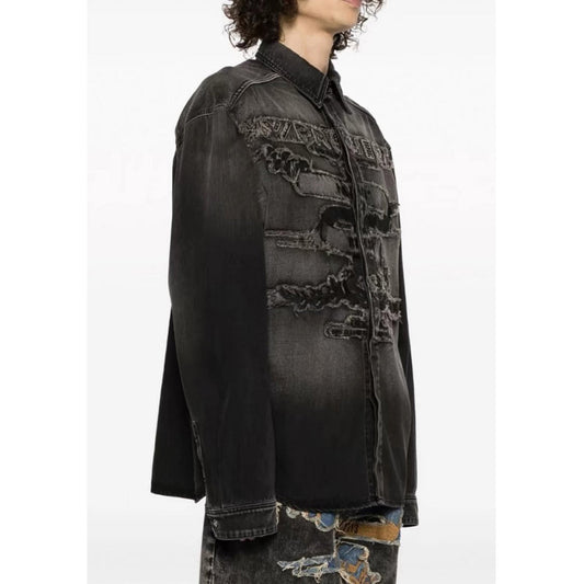 Unisex Denim Jacket Old Patch Embroidered Denim Casual Loose Jacket