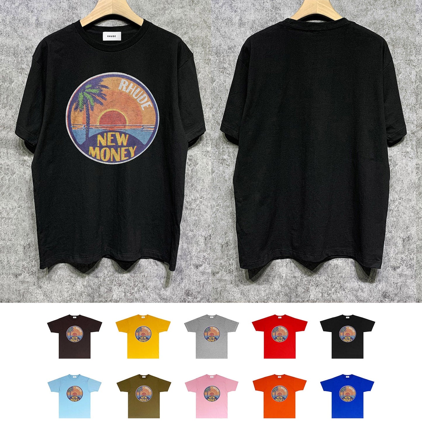 Rhude T Shirts Printed Trendy Pure Cotton