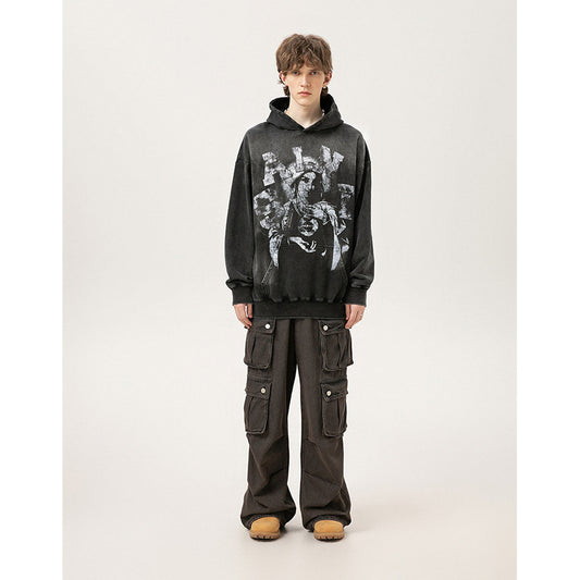 Unisex Hoodies Saint Michael Distressed Loose Hoodie