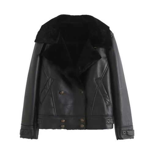 Women Cotton Coat Trendy Cool Motorcycle Clothing Warm Leather Coat