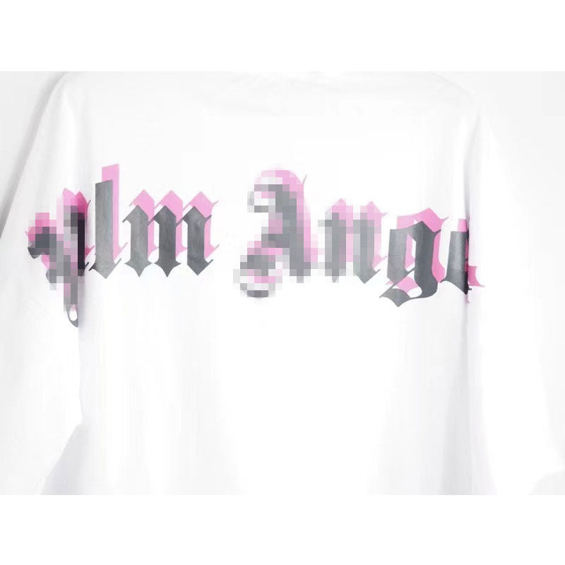 Palm Angle T Shirts Pink Logo Loose Half Sleeve
