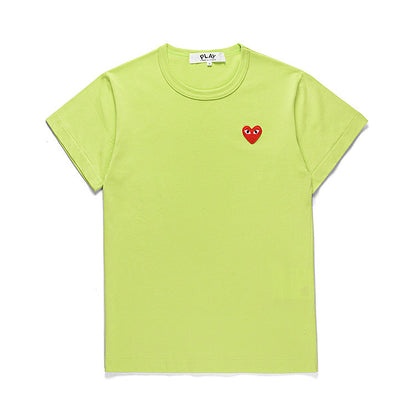 CDG Be Kind T Shirt Spring and Summer Peach Heart round Neck Fir