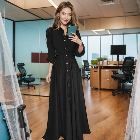 Modest Office Dresses Women's Skirts Fashion Slim Long Sleeves