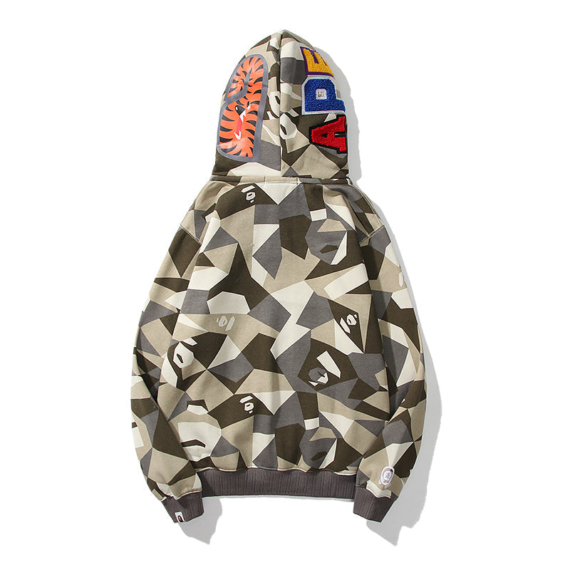 Geometric Designer Shark Full Zip Up Unisex Y2K Style Streetwear Crafted with High-Quality Material