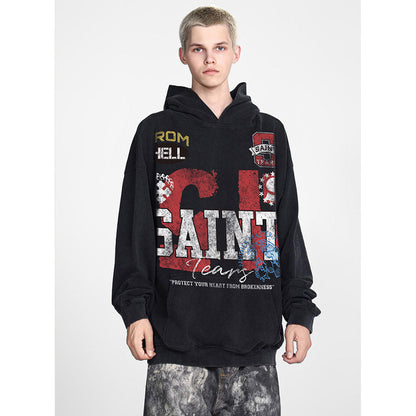 Unisex Hoodies Saint Michael Old Loose Hoodie