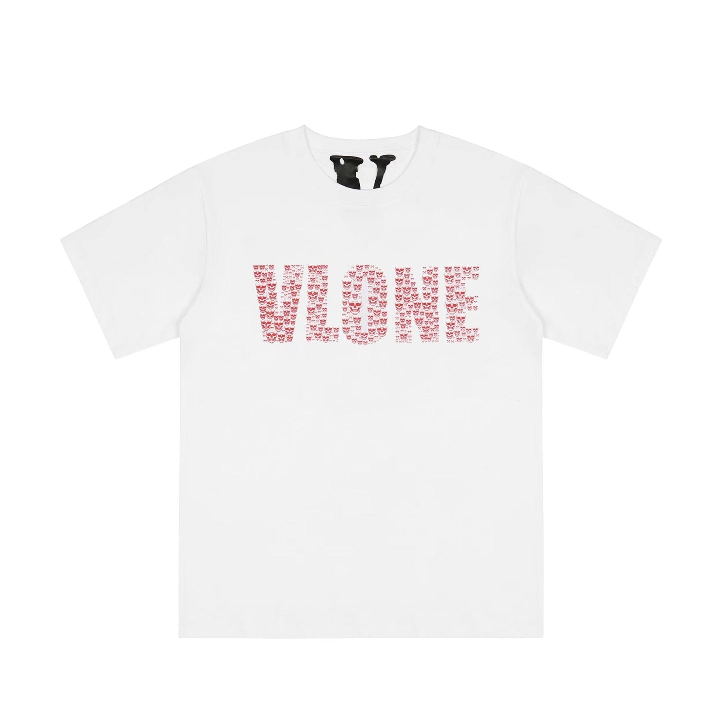 Vlone T Shirts Skull Large V Printed Short Sleeve T-shirt Men and Women Couple High Street Loose Half Sleeve
