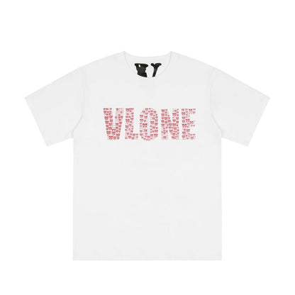 Vlone T Shirts Skull Large V Printed Short Sleeve T-shirt Men and Women Couple High Street Loose Half Sleeve
