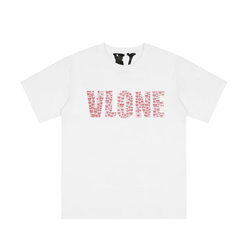 Vlone T Shirts Skull Large V Printed Short Sleeve T-shirt Men and Women Couple High Street Loose Half Sleeve