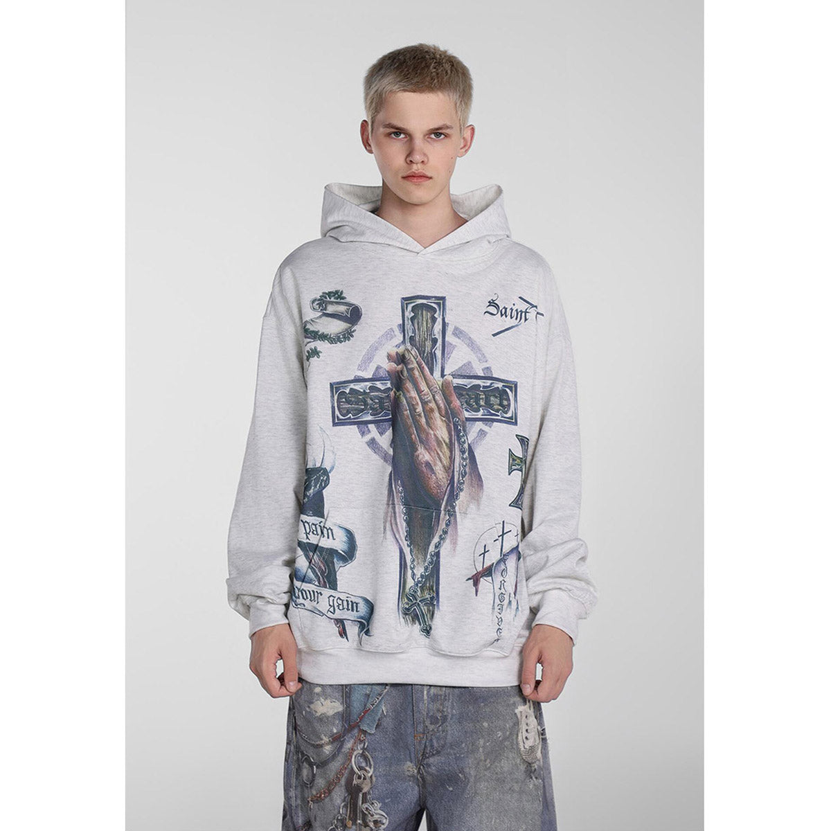 Unisex Hoodies Saint Michael Cross Loose Hoodie