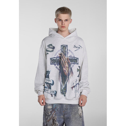 Unisex Hoodies Saint Michael Cross Loose Hoodie