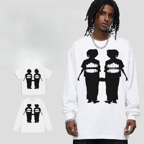 Vintage T-shirts Printed Short Sleeve T-Shirt Cotton Long Sleeve
